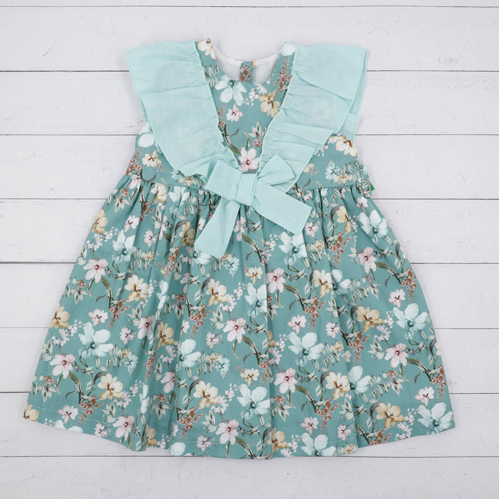 Babyferr Lake Blue Floral Dress 24M