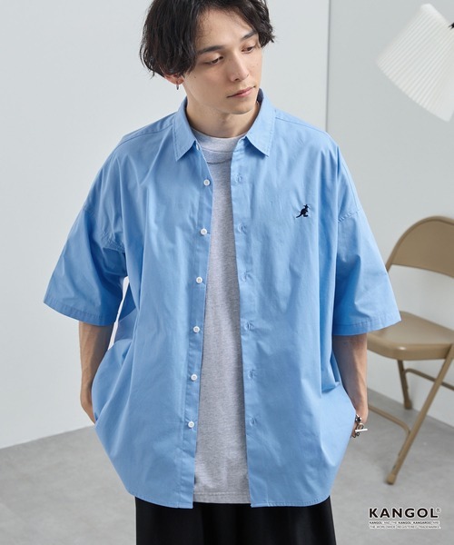 #日本限定 KANGOL 刺繡小標 短袖襯衫 四色