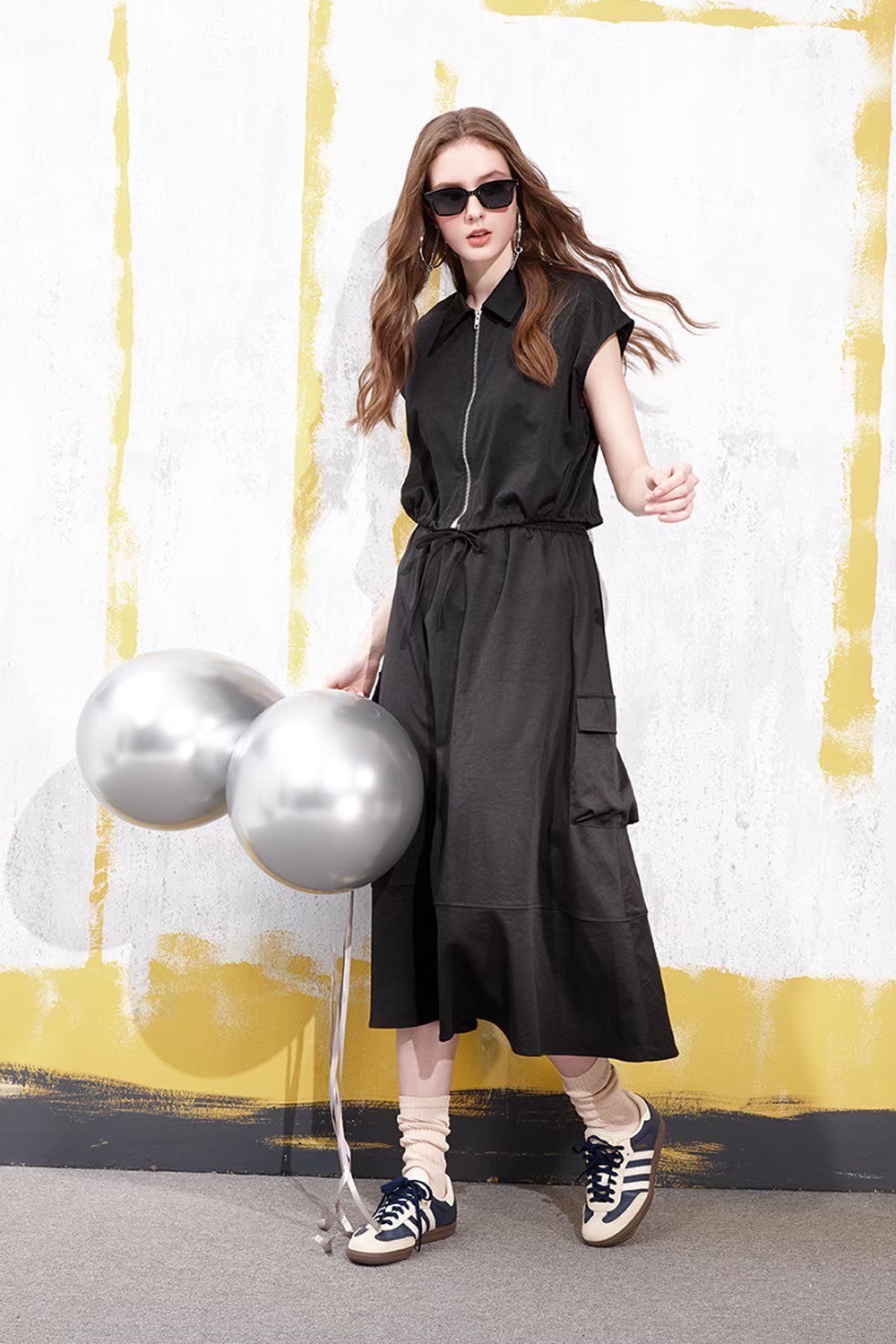 OL韓版時尚開襟拉鍊綁帶設計短版外套式上衣W6381