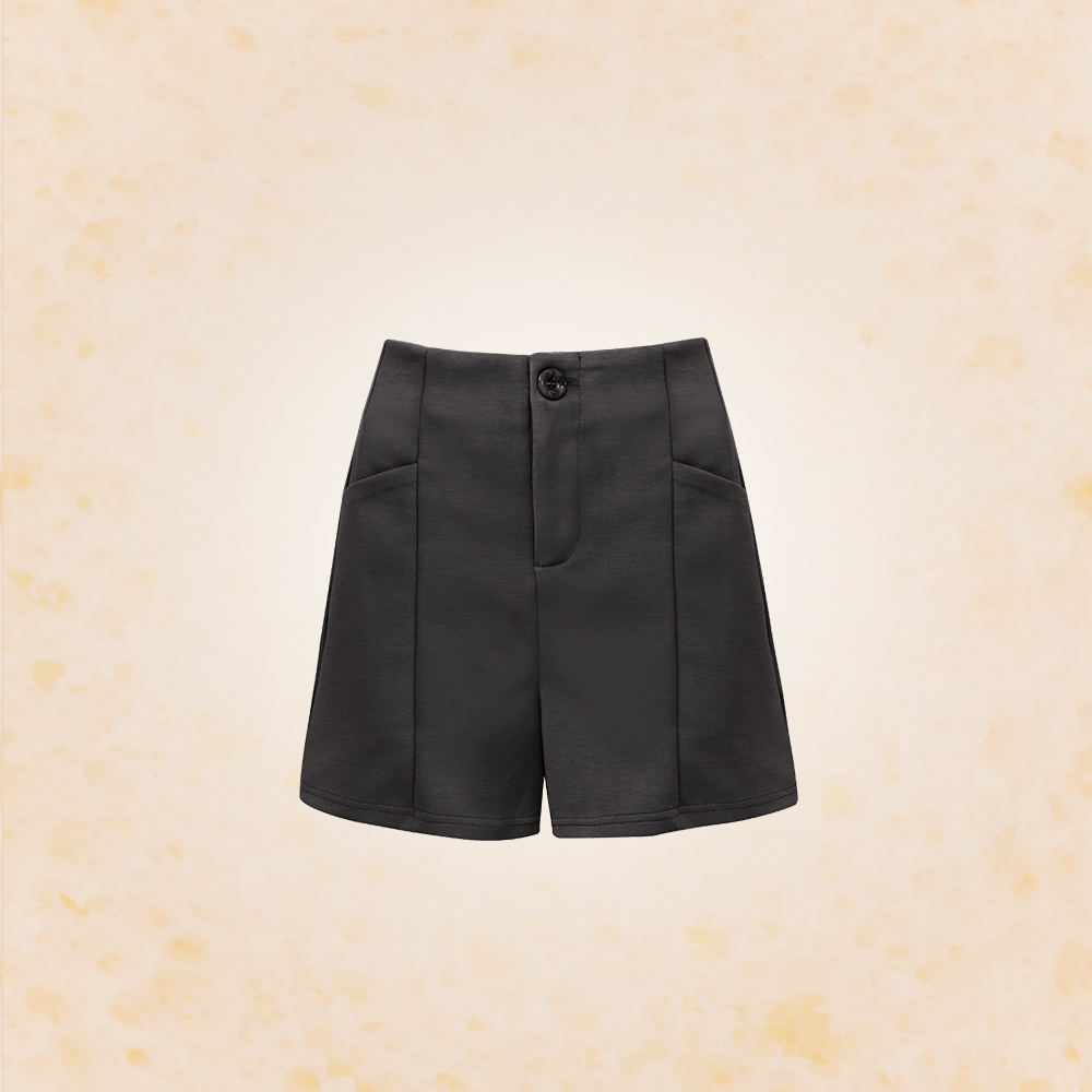 女款｜壓線A字豆腐短褲-黑色