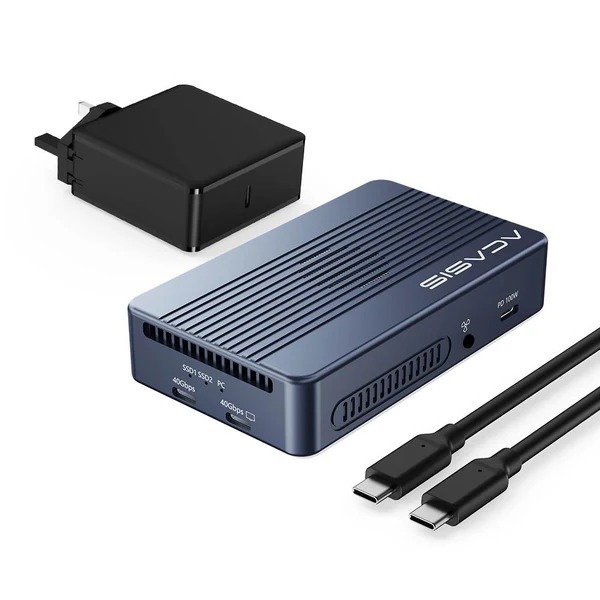 ACASIS TBU405ProMax 40Gbps M.2 NVMe 2 Bay RAID SSD 插座兼容 Thunderbolt 4/3 USB 擴充盒