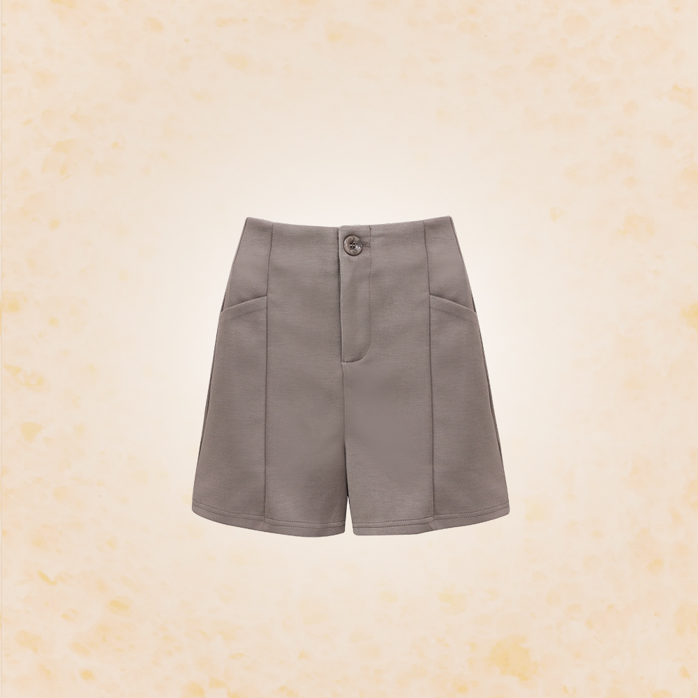 女款｜壓線A字豆腐短褲-可可
