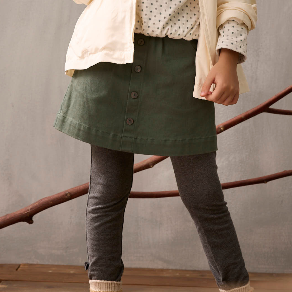 PIPPY 典雅素面純棉褲裙 墨綠