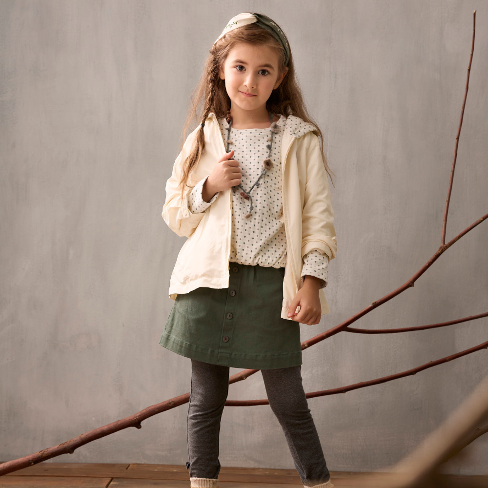 PIPPY 典雅素面純棉褲裙 墨綠