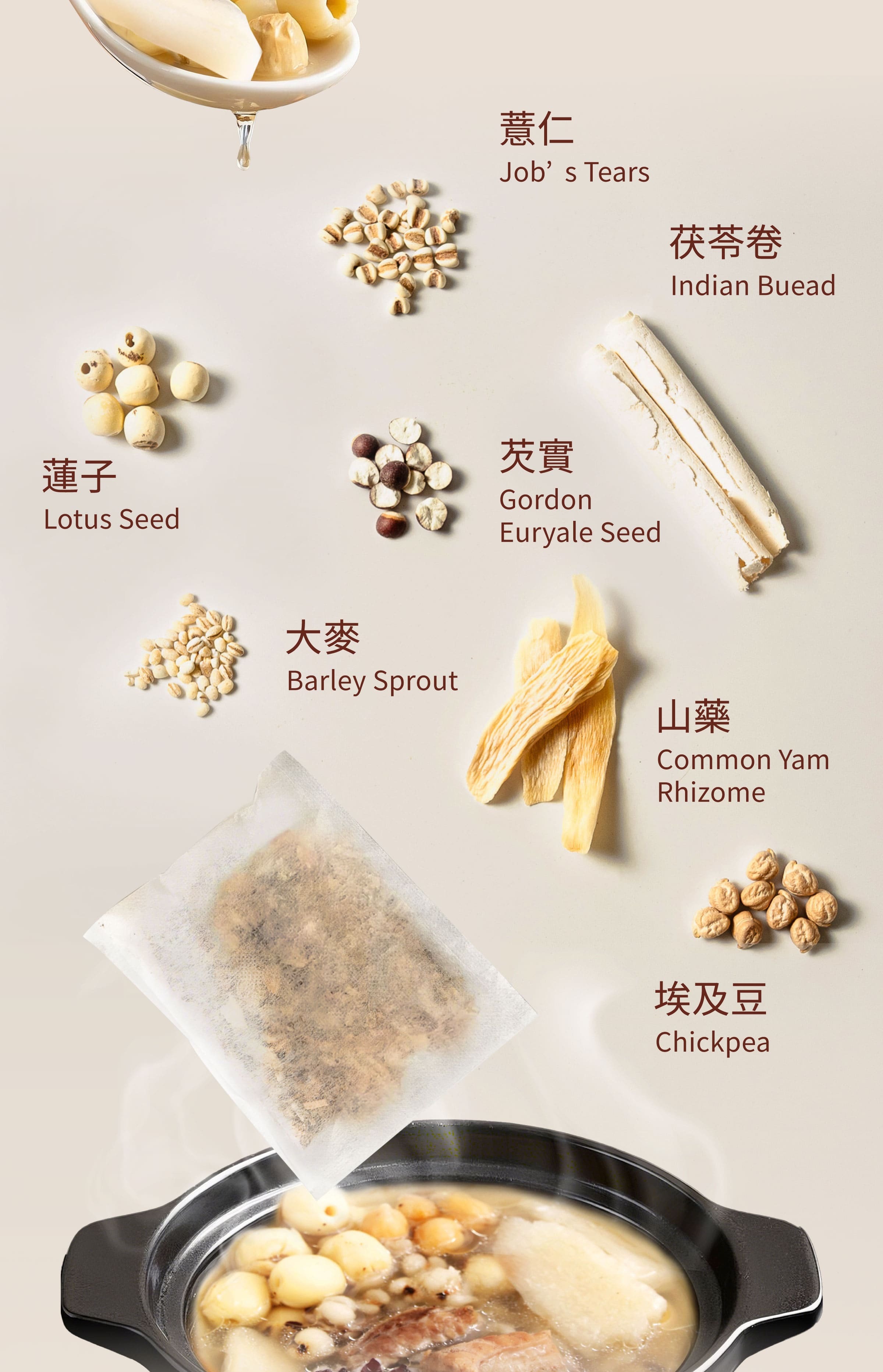 Dengyi 四神湯薬膳スープキット の材料