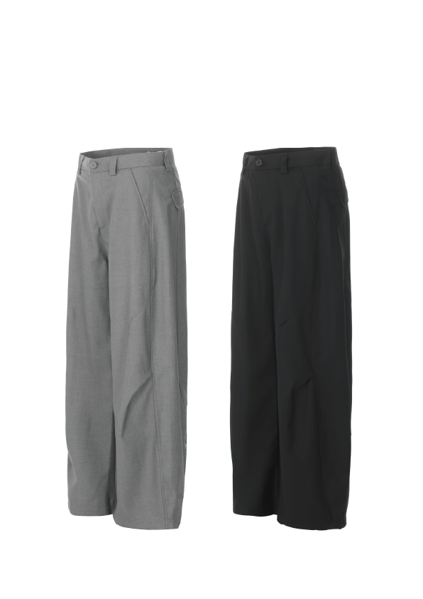 - SIMPLEACTION - 美式復古皺褶彎刀西裝褲