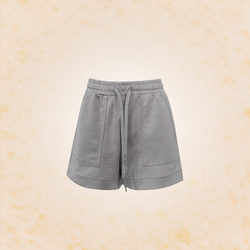 女款｜休閒口袋豆腐短褲-淺灰