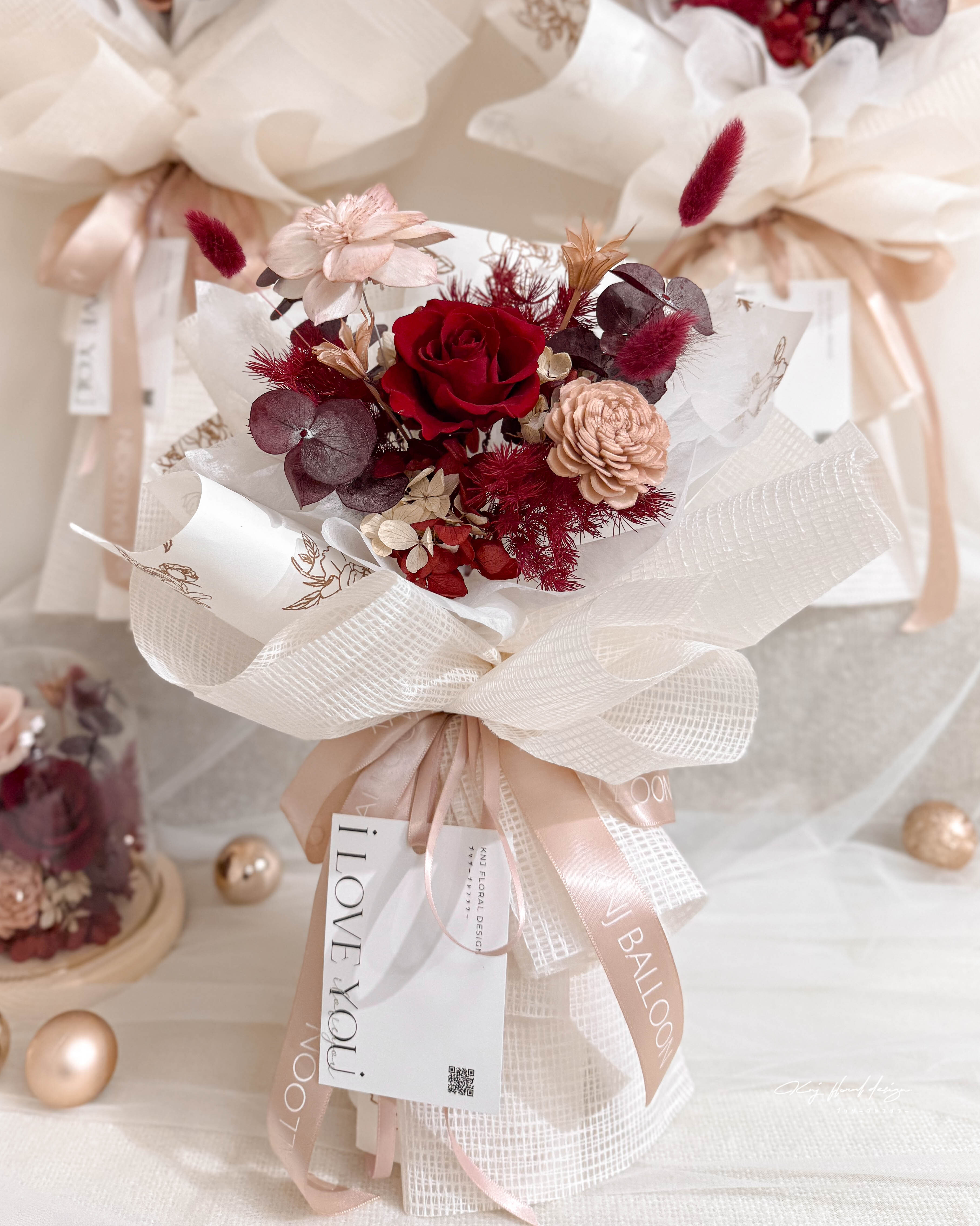 雅典古紅．單朵永生玫瑰花束