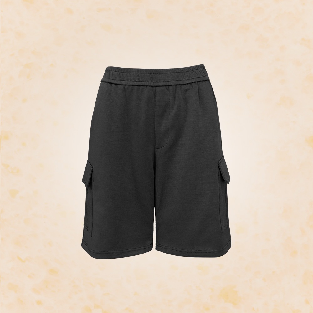 中性款｜工裝口袋豆腐短褲-黑色