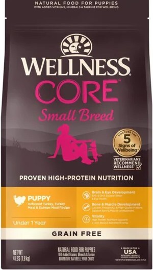 Wellness CORE Small Breed Puppy - Deboned Turkey, Chicken Meal, Turkey Meal, Salmon Meal．4lb