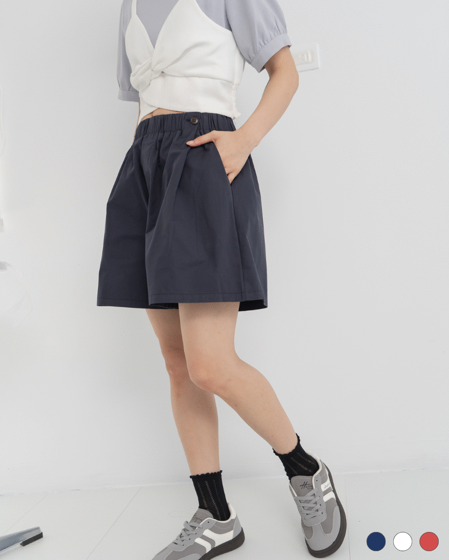 休閑A字鬆緊帶短褲