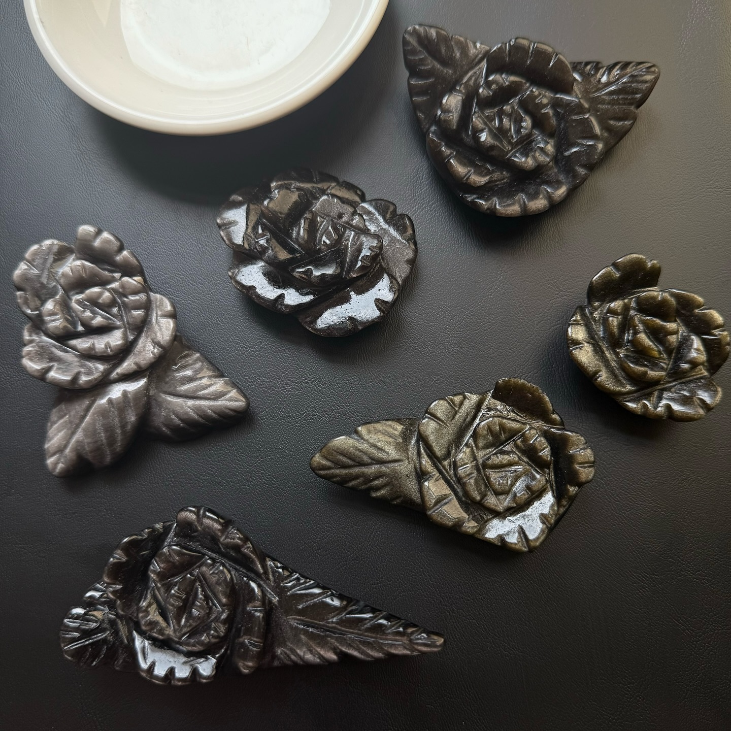 [原石] 金曜石、銀曜石 雕花 雕刻件 水晶擺飾