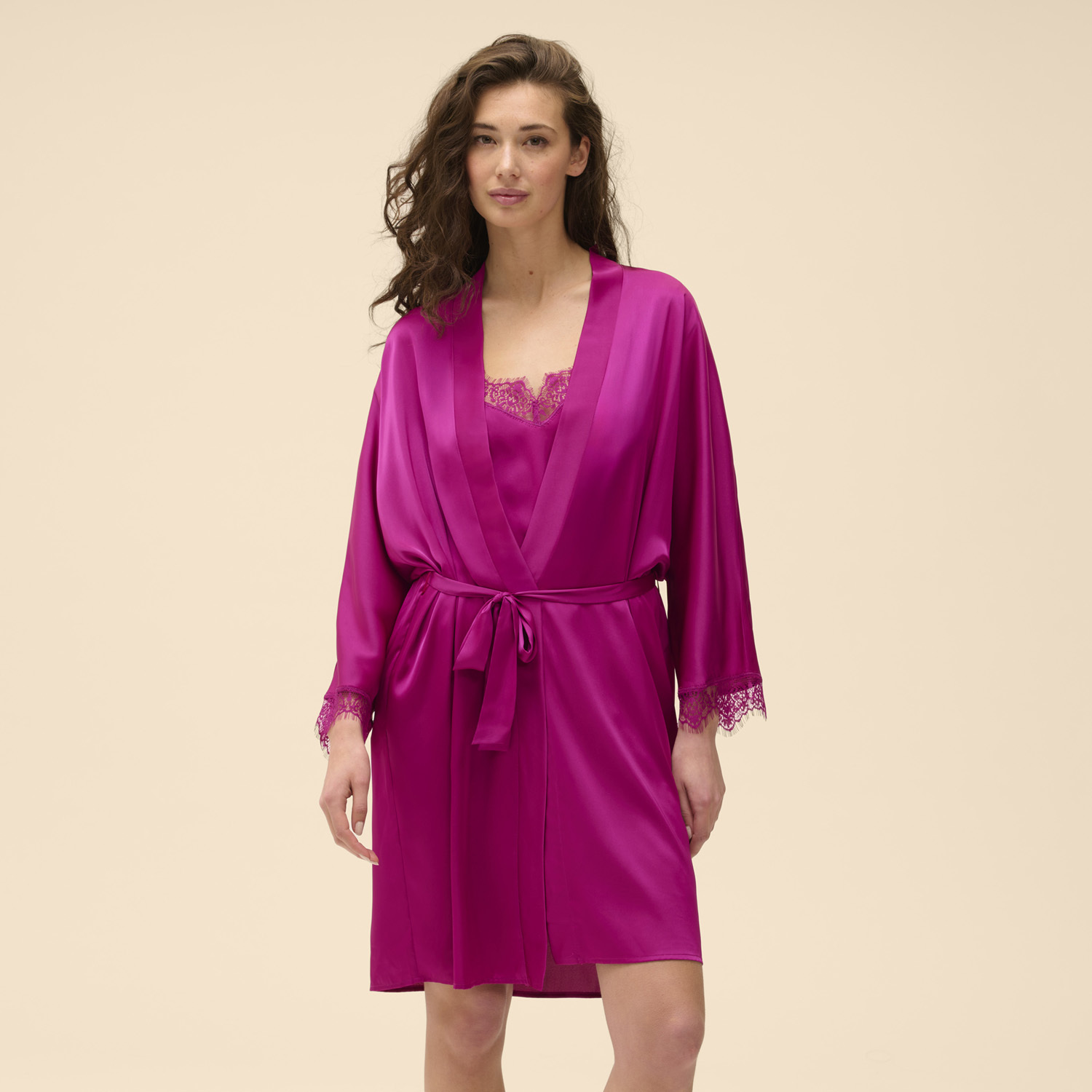 SATIN SECRETS 秘密 罩衫 玫紅寶石