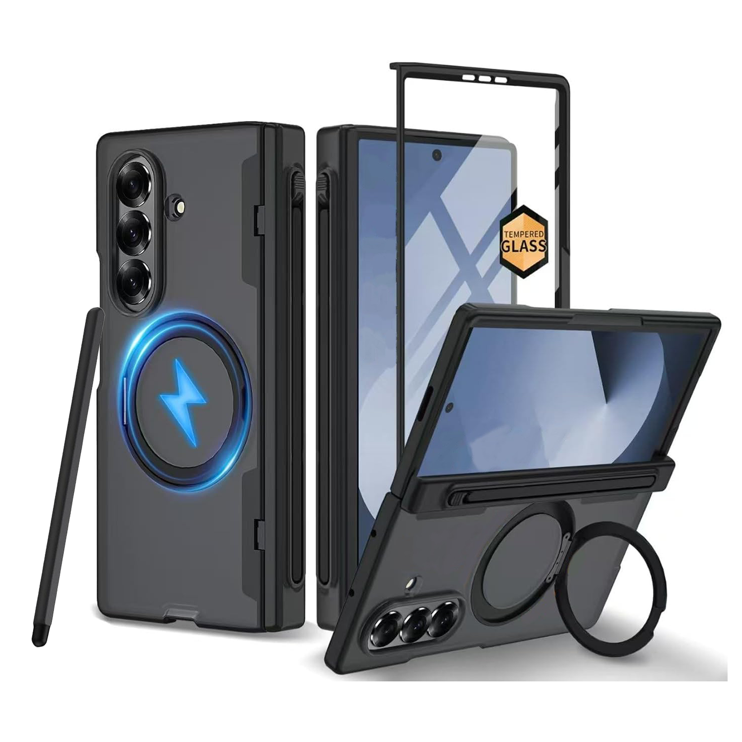 【Fold 7 現貨】XPRO - Mag AG Guard - Samsung Z Fold 7 S Pen Case 半透明磨砂筆槽磁吸旋轉支架防撞手機保護硬殼【附送代用筆】