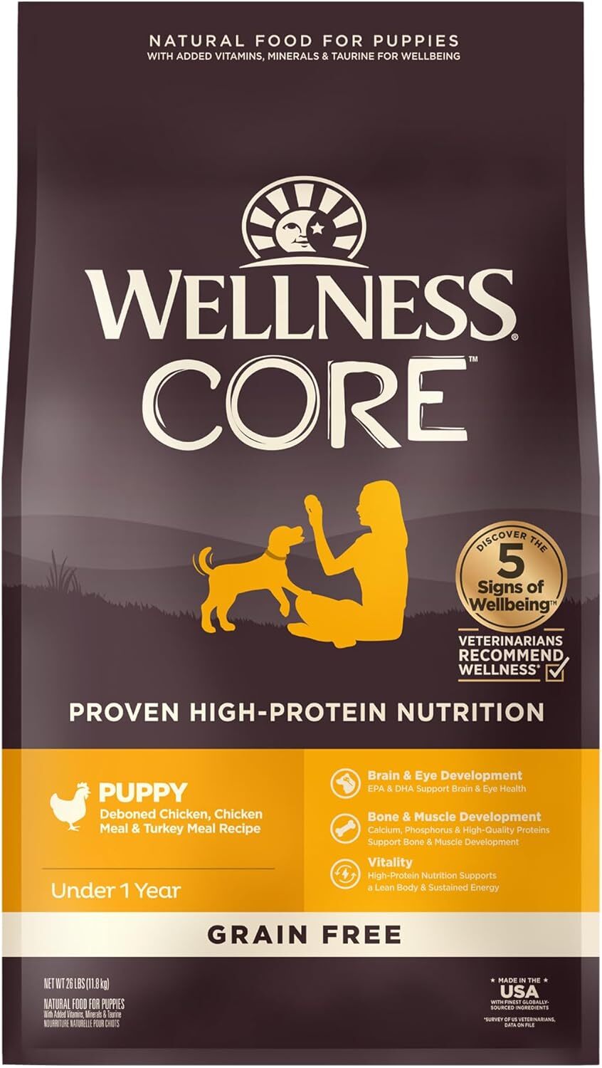 Wellness Core Puppy Deboned Chicken, Chicken & Turkey Meal．4lb/12lb/26lb