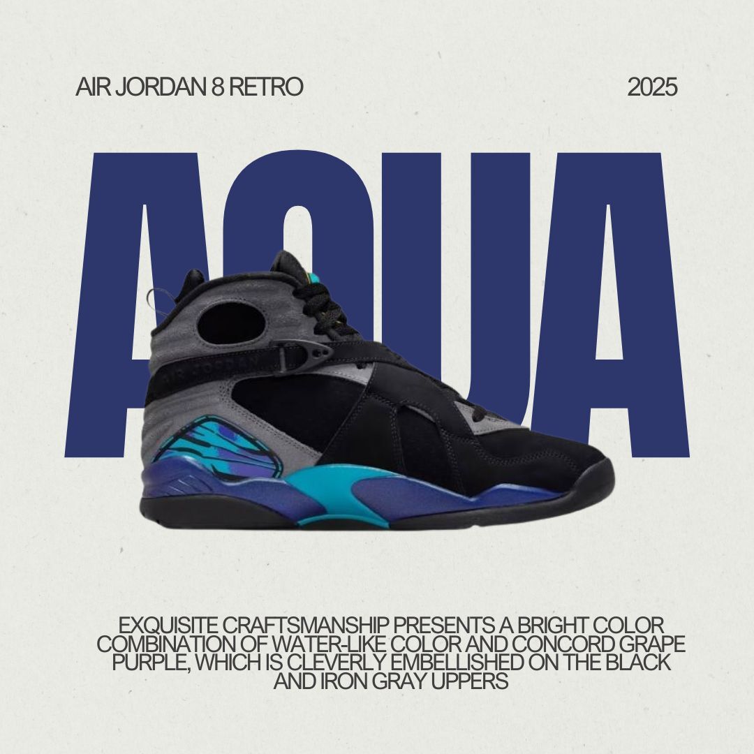 Air Jordan 8 Retro 2025 Aqua 藍紫黑 籃球鞋 復刻 男鞋 305381-006