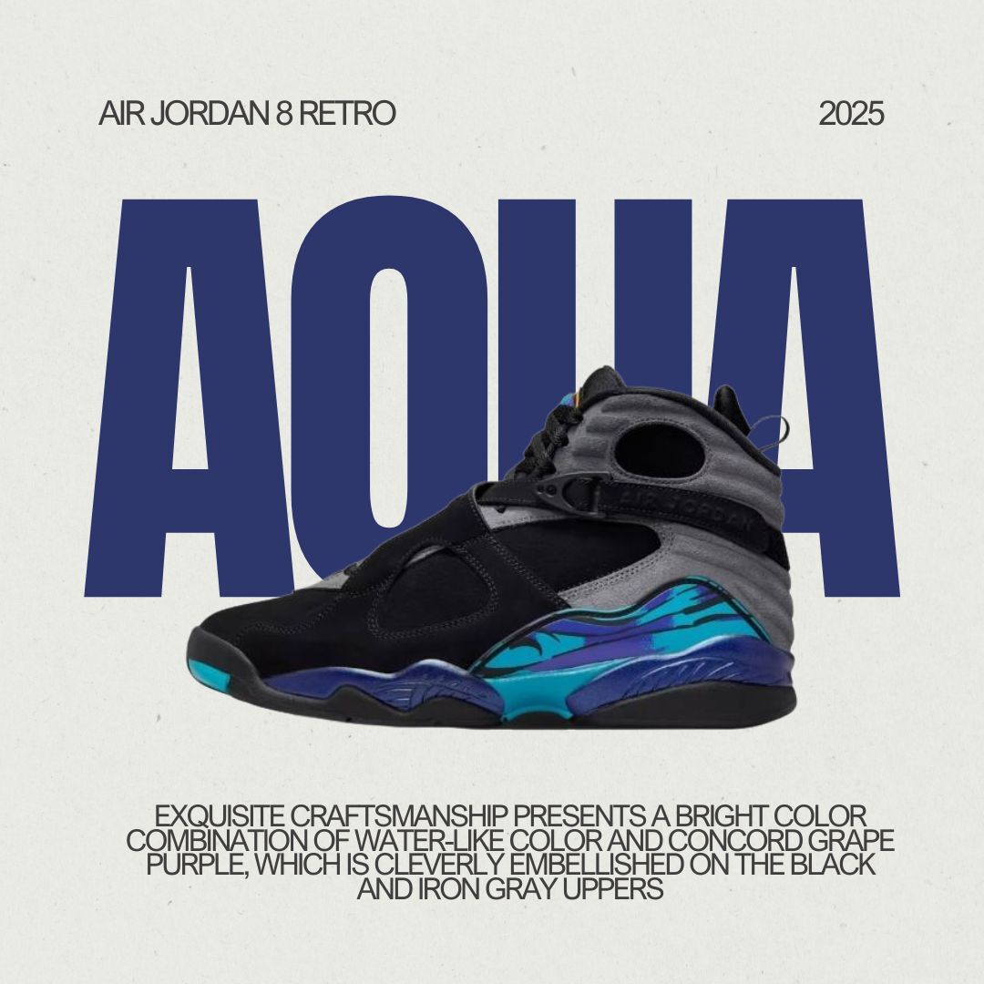 Air Jordan 8 Retro 2025 Aqua 藍紫黑 籃球鞋 復刻 男鞋 305381-006