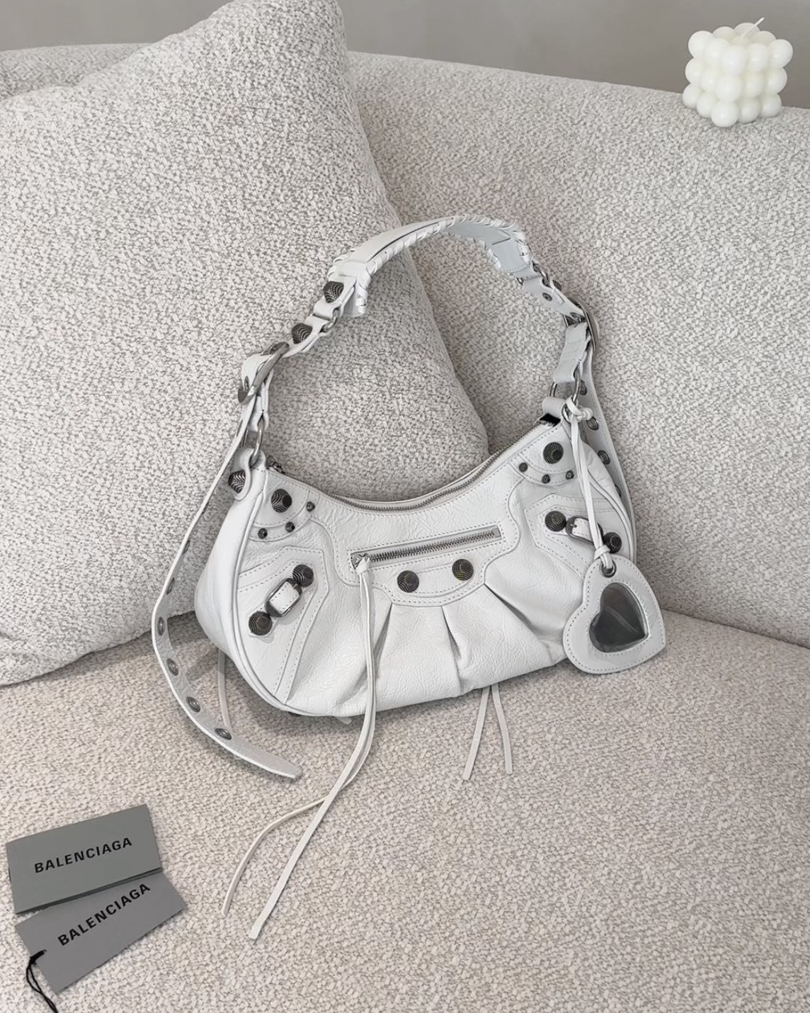 BALENCIAGA｜LE CAGOLE 小號機車包 白色