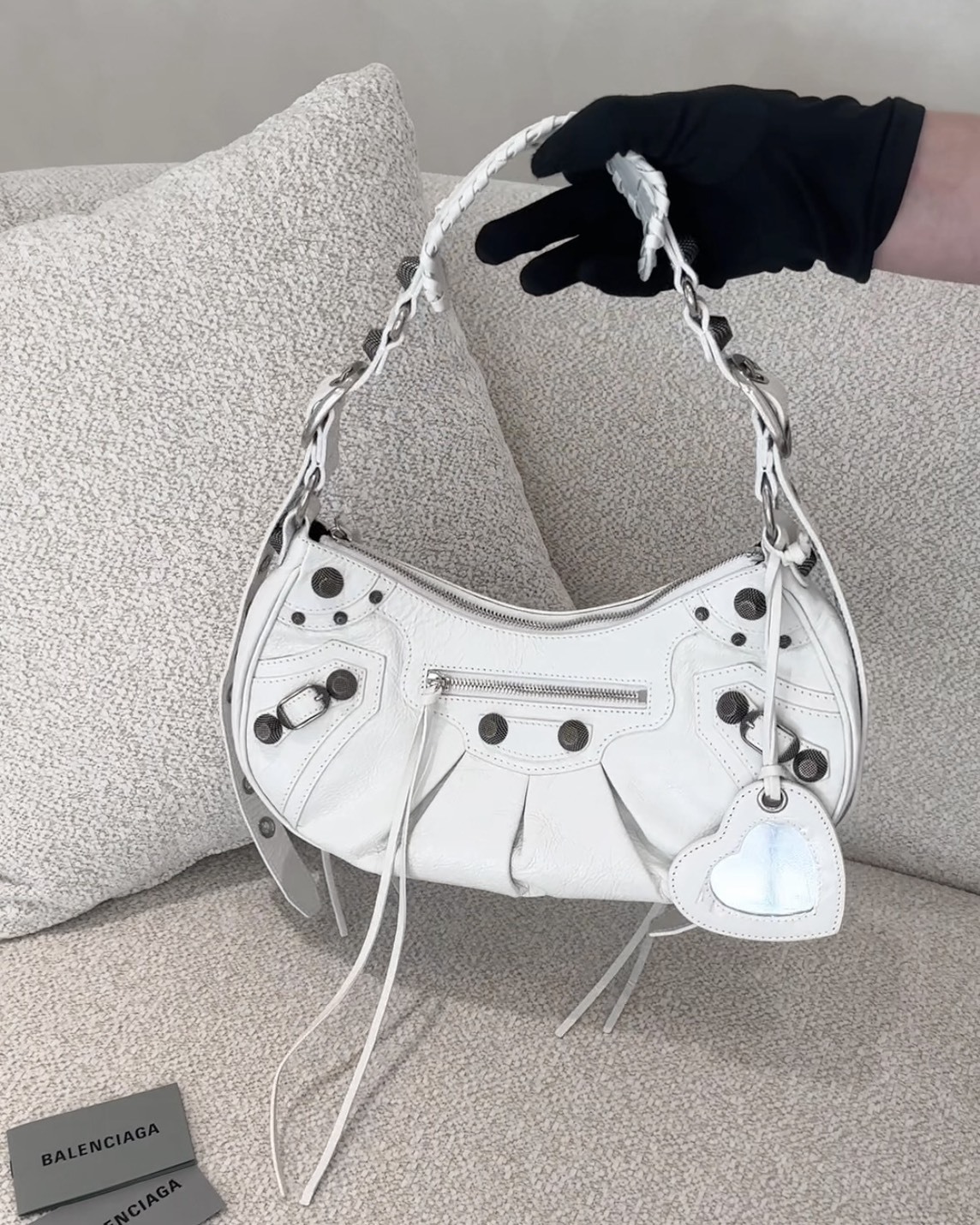 BALENCIAGA｜LE CAGOLE 小號機車包 白色