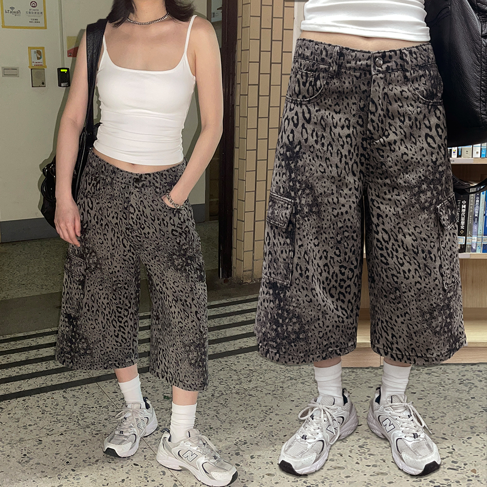 豹紋工裝七分褲(in stock)