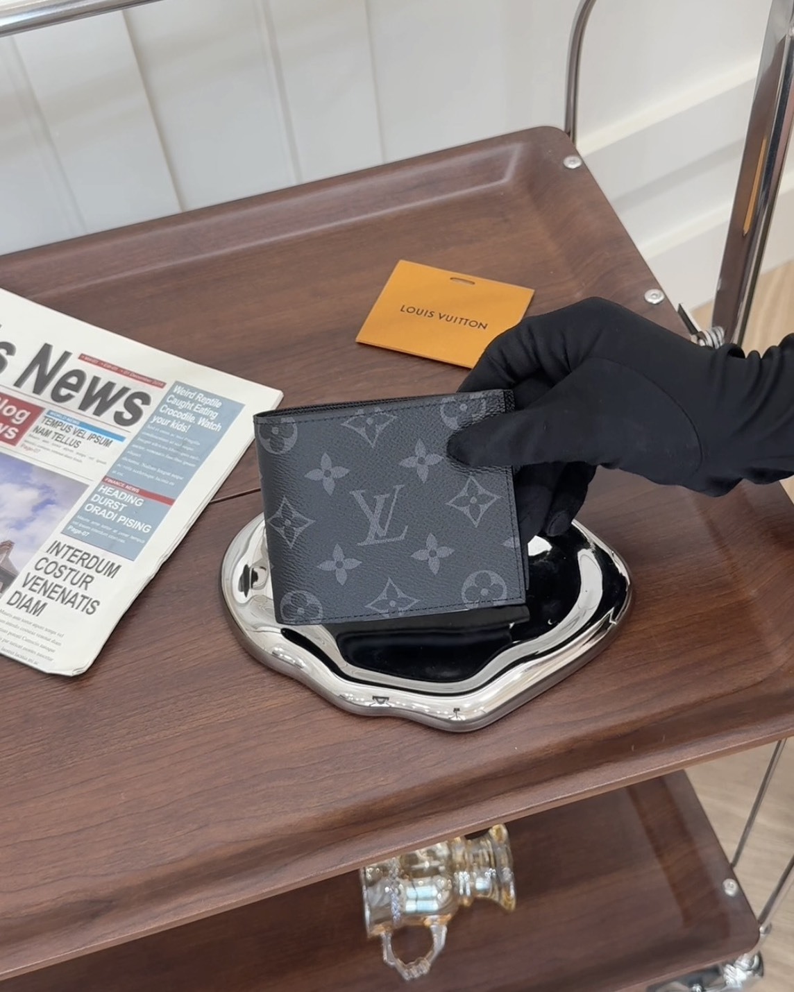 LV｜MARCO 內零錢袋雙折短夾 黑色老花 M62545