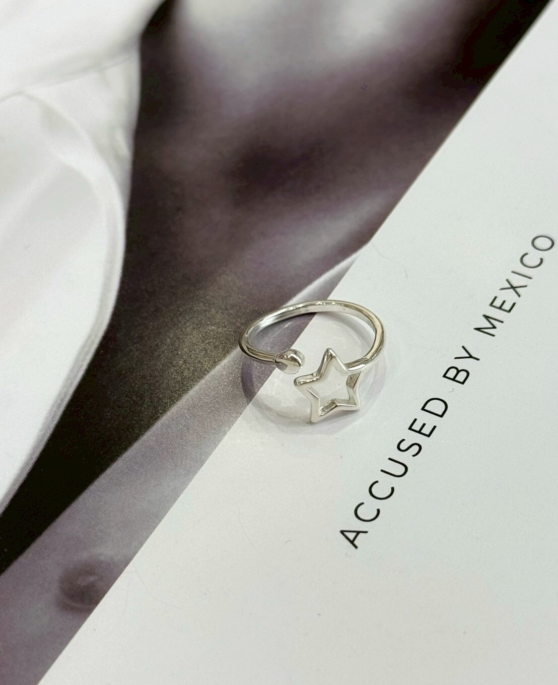 簍空星星純銀尾戒