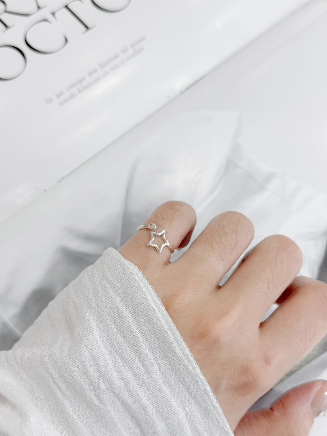 簍空星星純銀尾戒