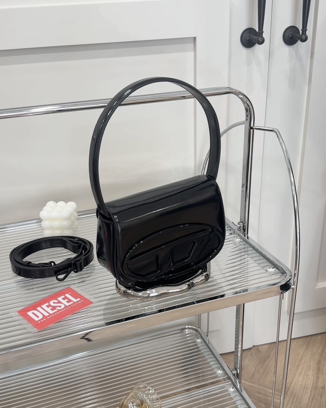 DIESEL｜ 1DR 牛皮叮噹包 黑色