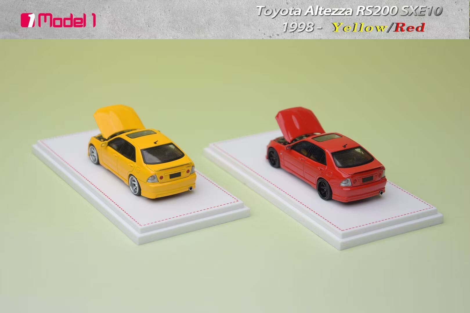 預訂:1/64 Model 1  Toyota Altezza RS200 SXE10 Super Bright Yellow (C33625 )