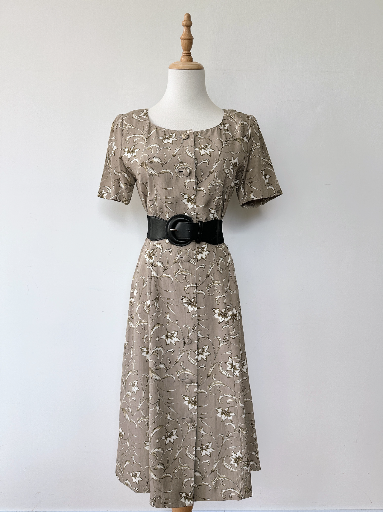 大象灰花蔓古著連身裙