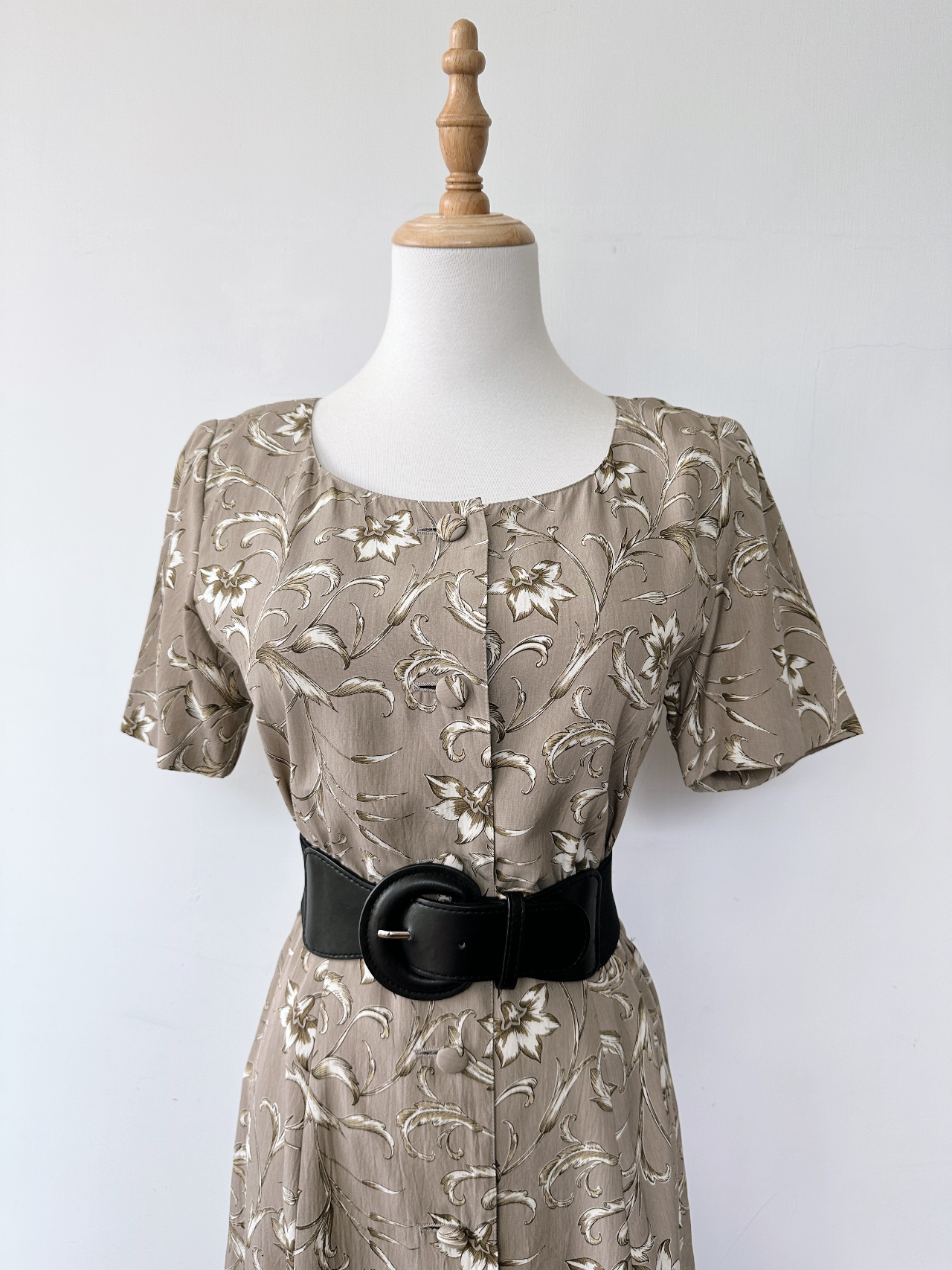 大象灰花蔓古著連身裙