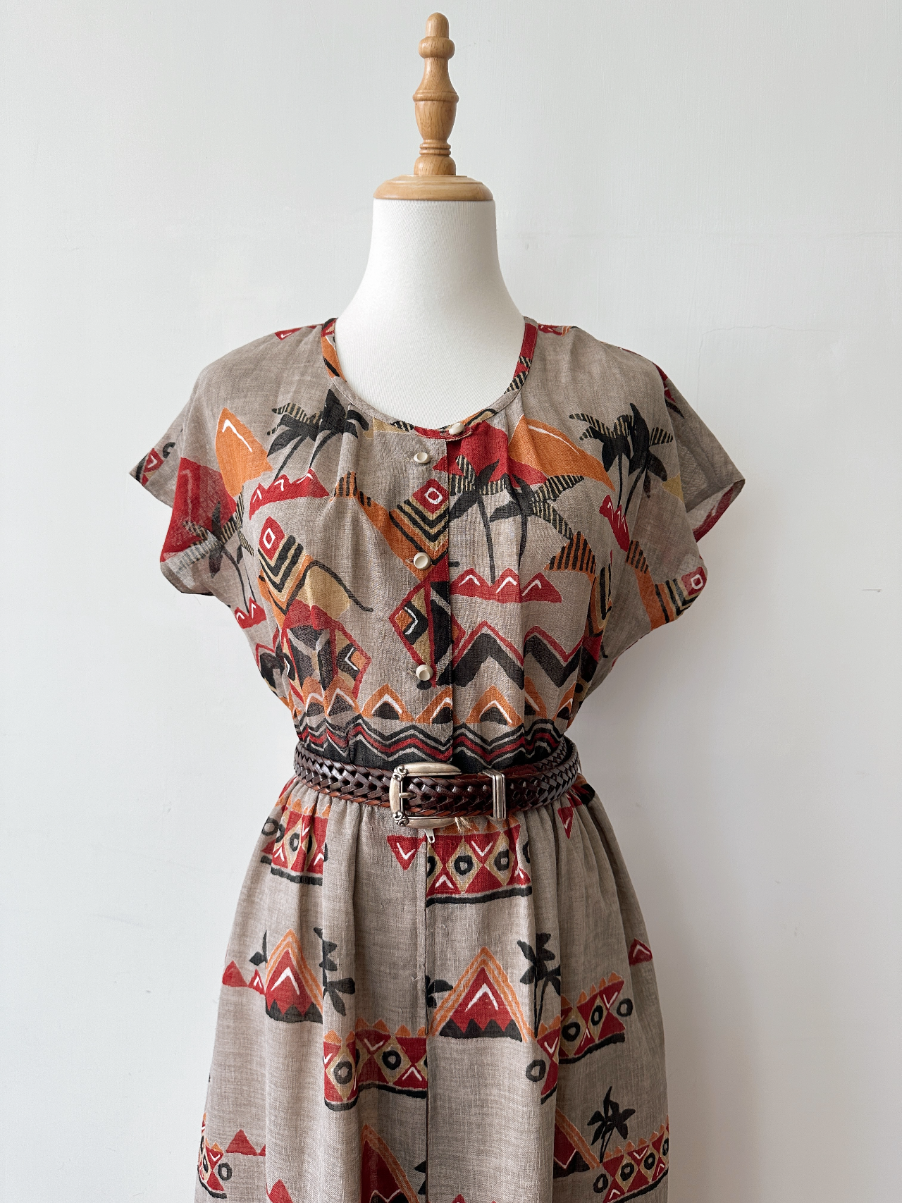 日本製童趣感風景畫古著連身裙