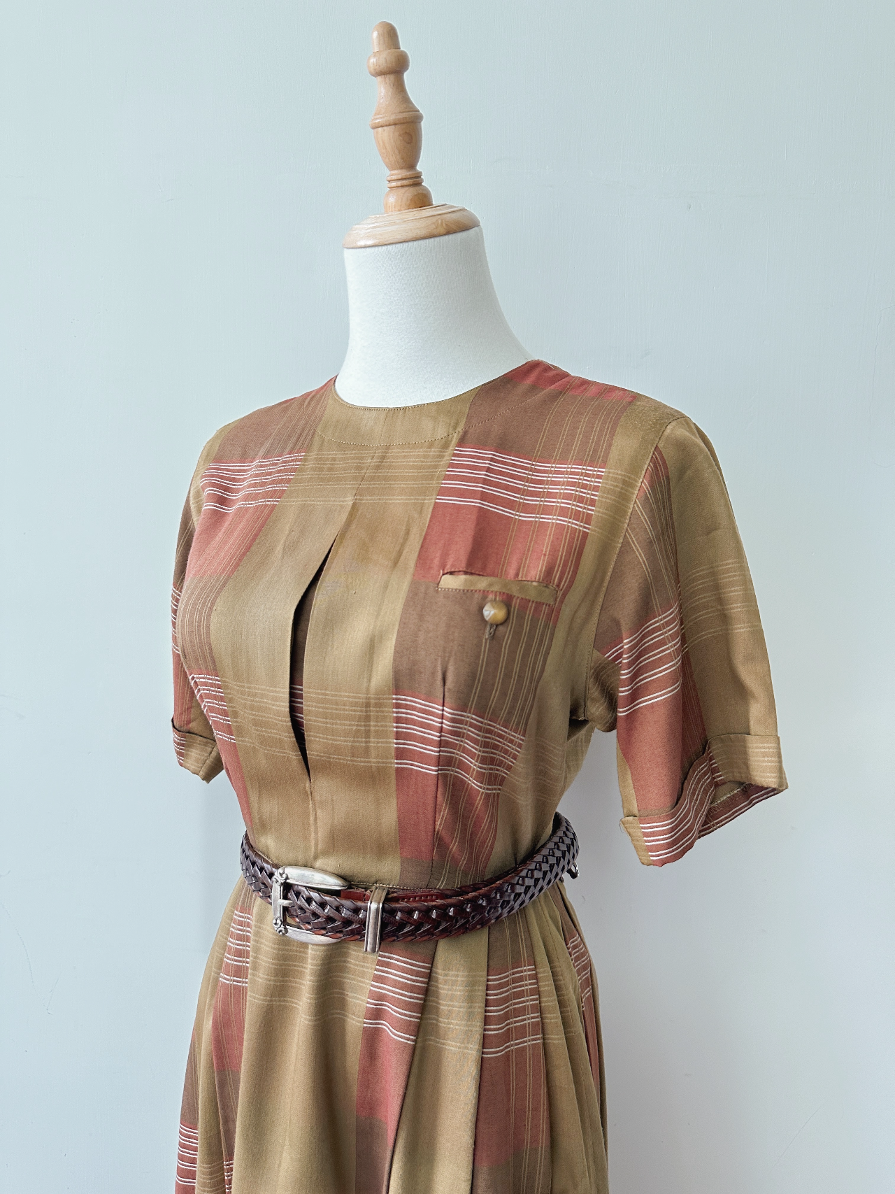 大地色文青感古著連身裙