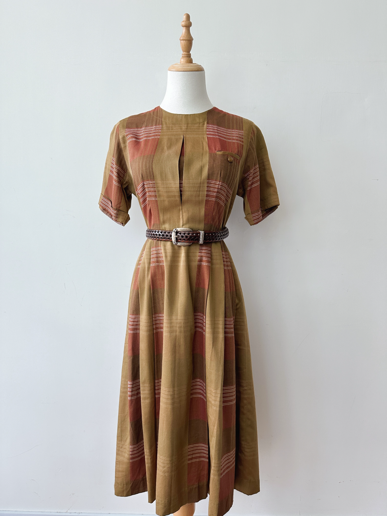 大地色文青感古著連身裙