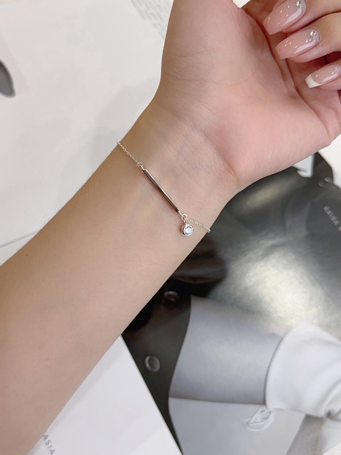 925純銀線條銀管手鍊