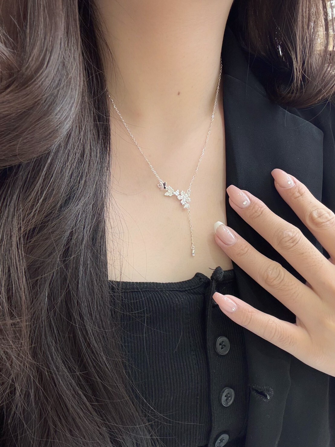 花蝶相依|純銀Y字鍊