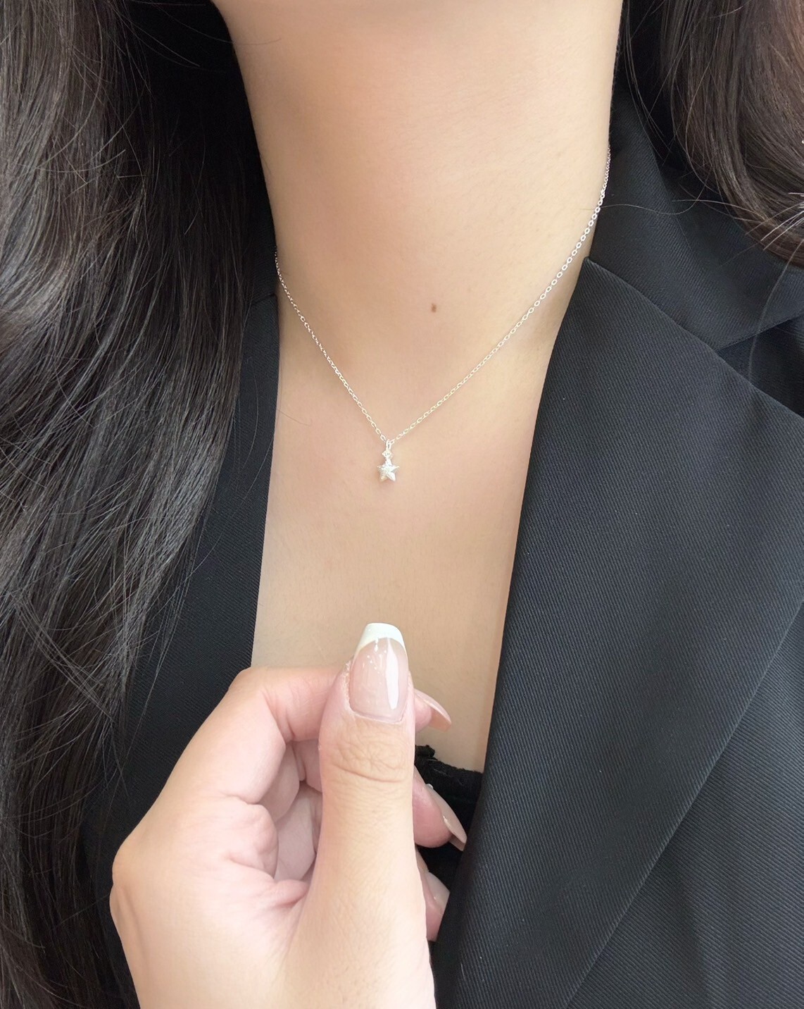 簡約磨砂星星純銀項鍊
