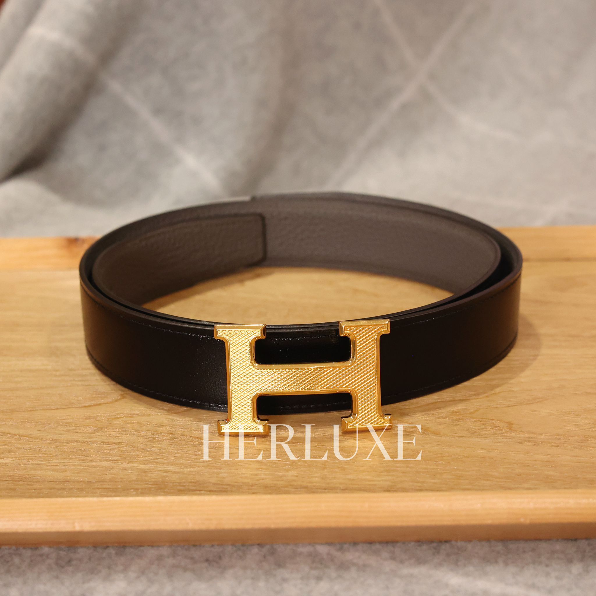 H guillochee plaque or belt 32mm CC (可選擇皮帶顏色及長度)