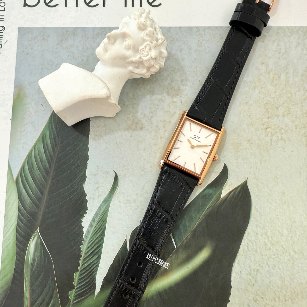 【DW Daniel Wellington】BOUND系列 黑色鱷魚紋皮革錶 DW00100693 22mm 現代鐘錶