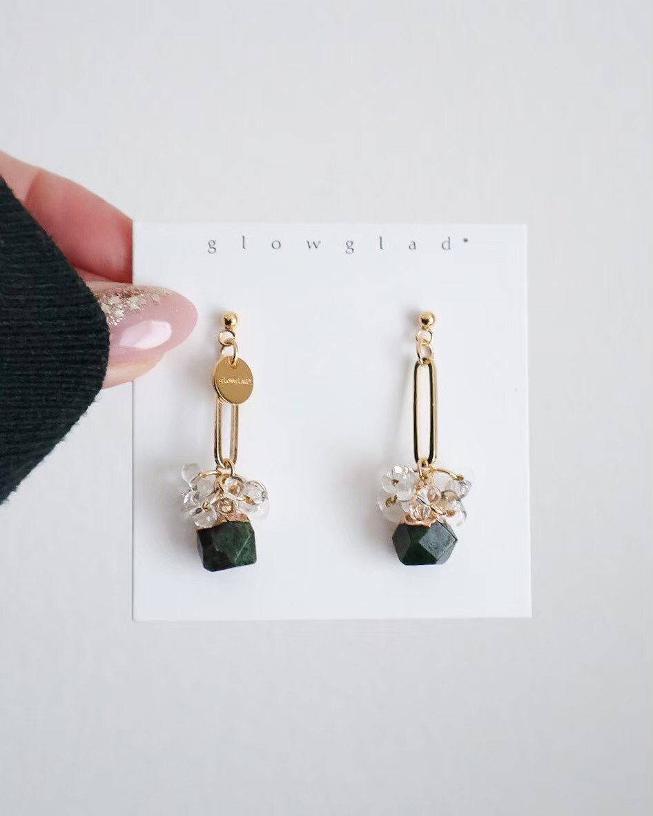 [glowglad] candy stone | 黝簾石 | 耳針 | NO.42
