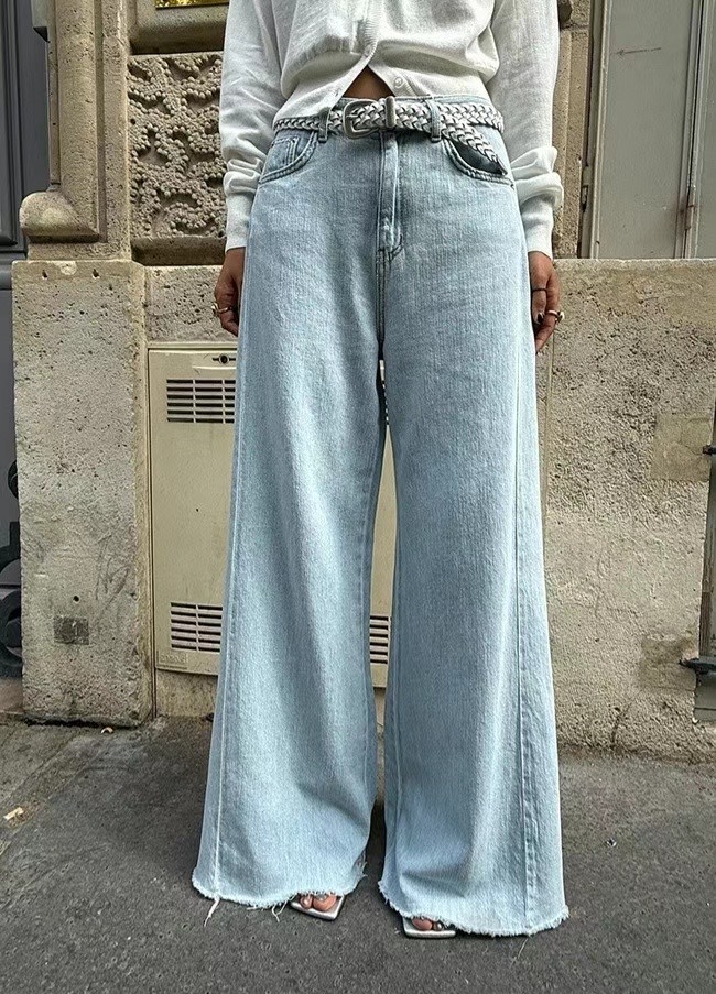 JU251007 闊腳超薄牛仔褲