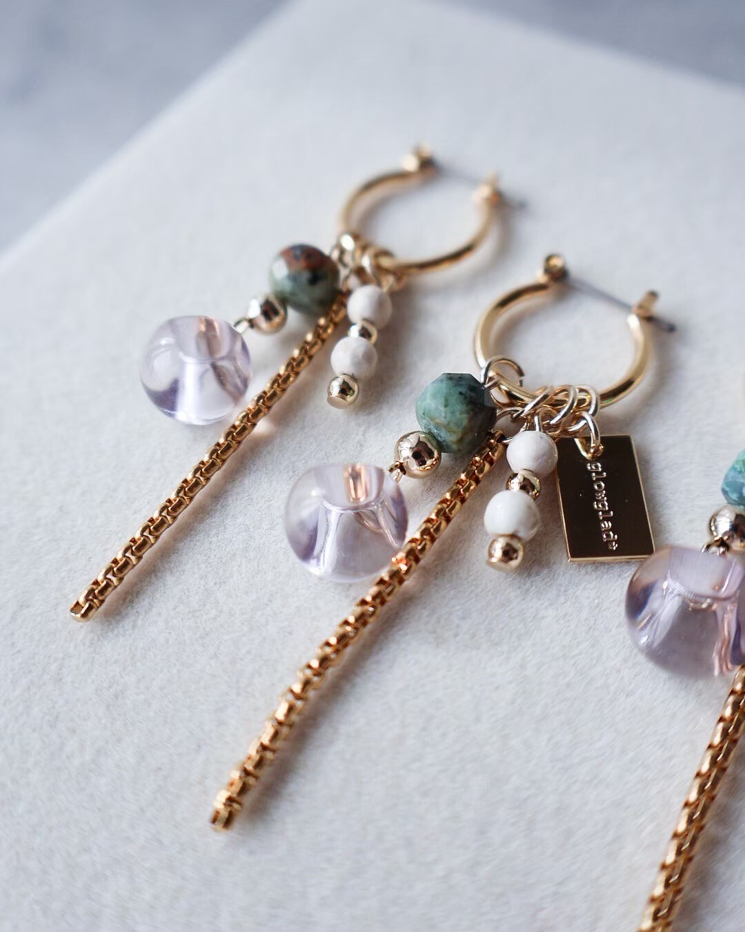 [glowglad] 非洲綠松石x鈴丸耳環 | 耳針 | NO.19