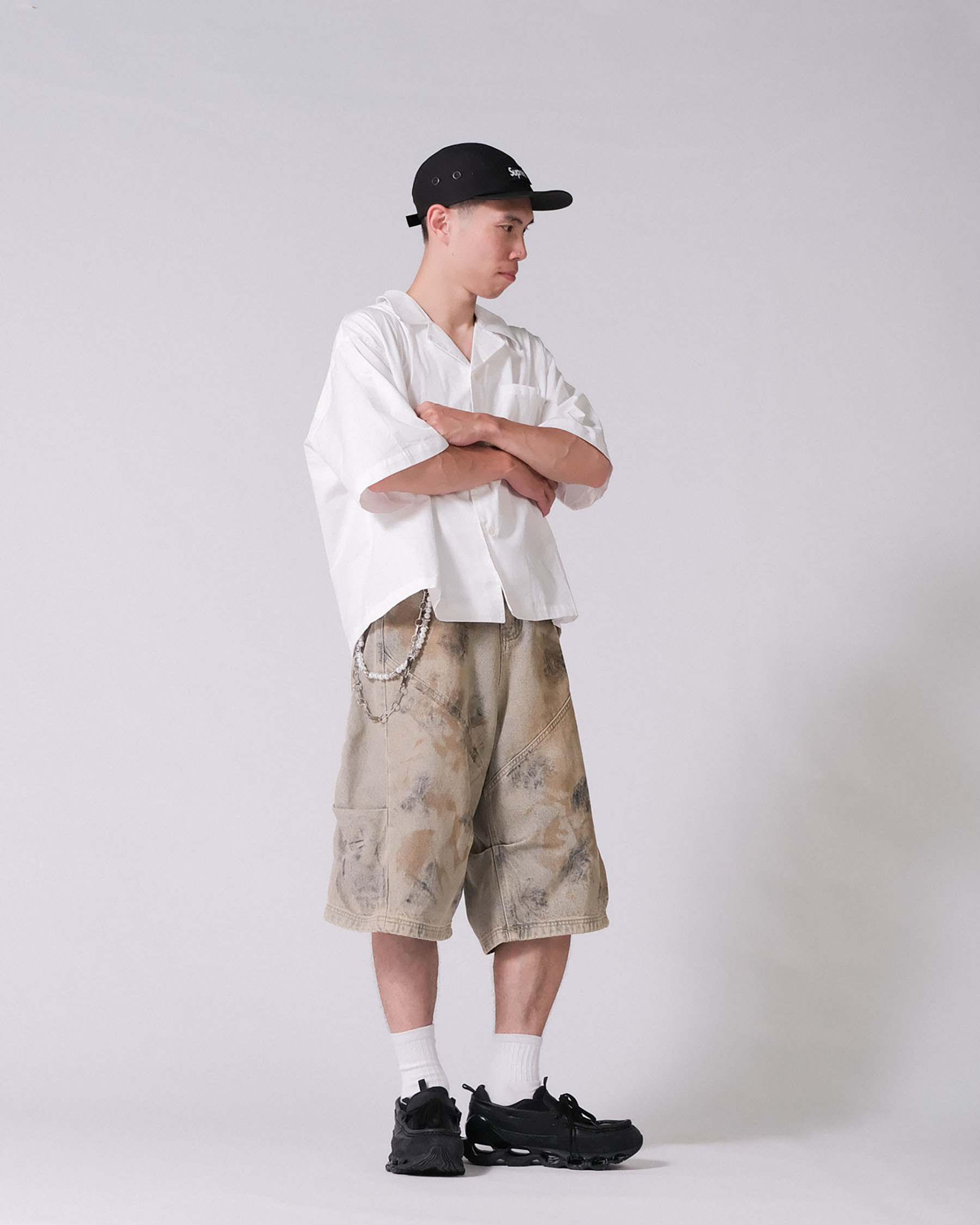 D.CLOSET 做舊 刷舊 七分寬鬆牛仔褲 SS02