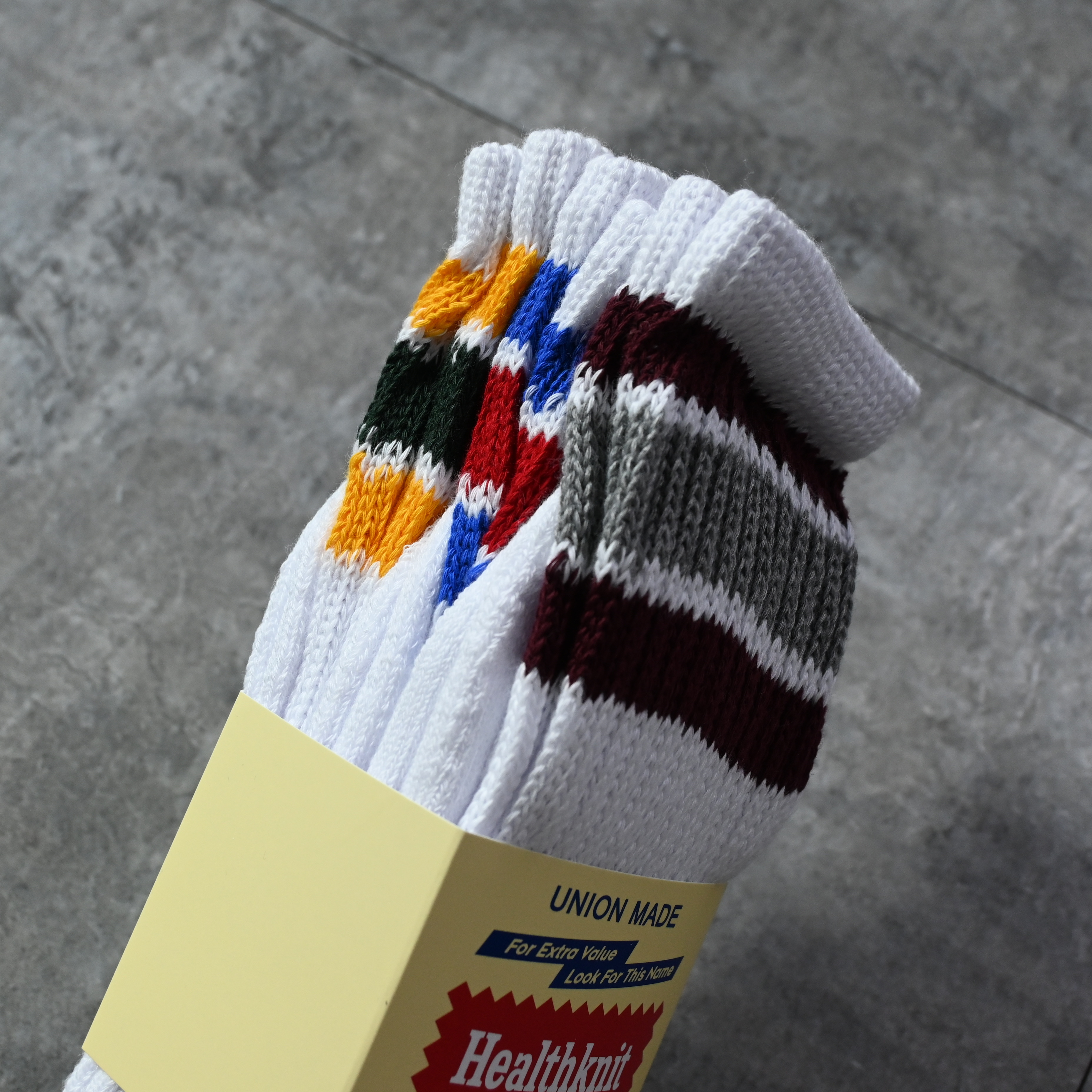 Healthknit Sinker Three Line 3P Socks Gold/Navy/Wine