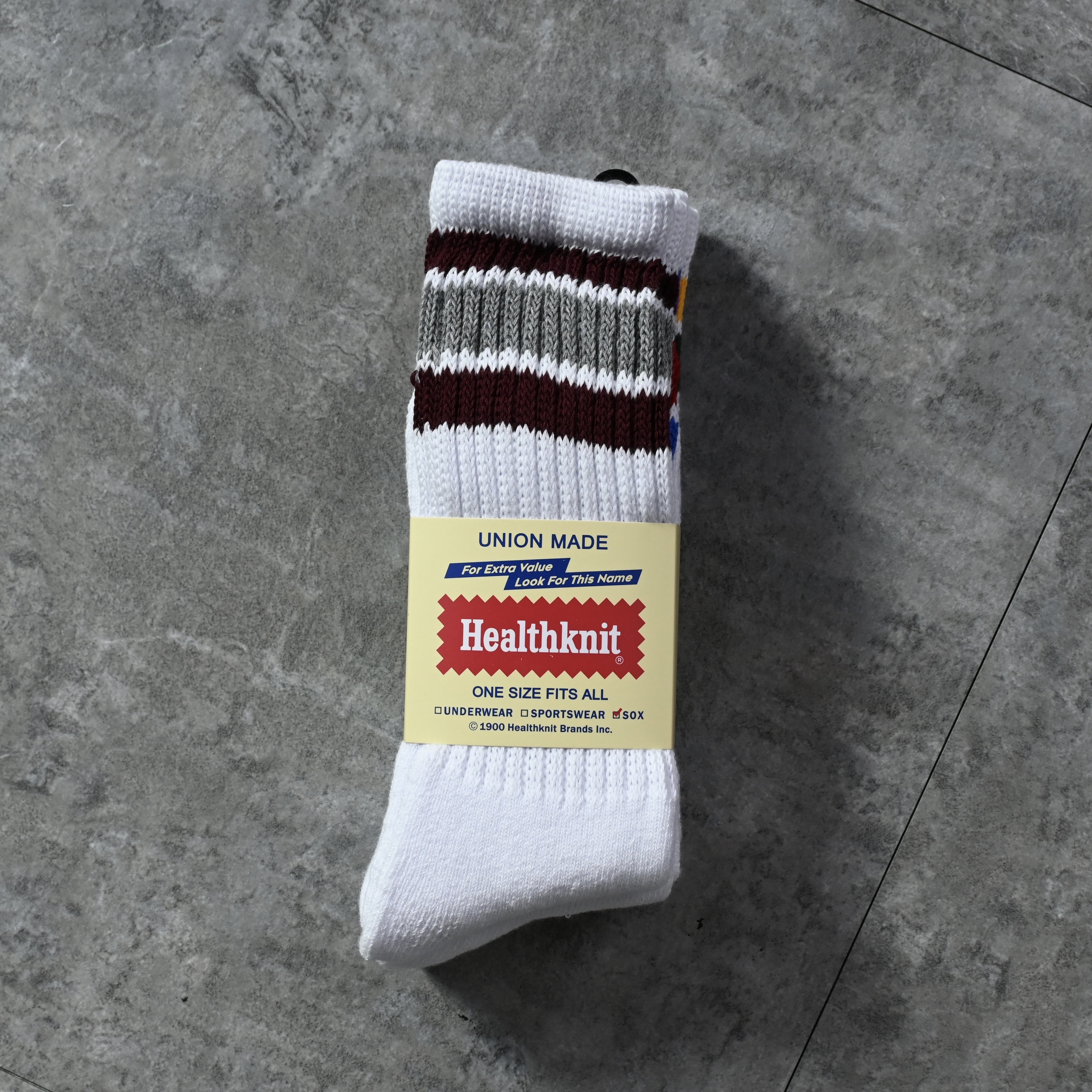 Healthknit Sinker Three Line 3P Socks Gold/Navy/Wine