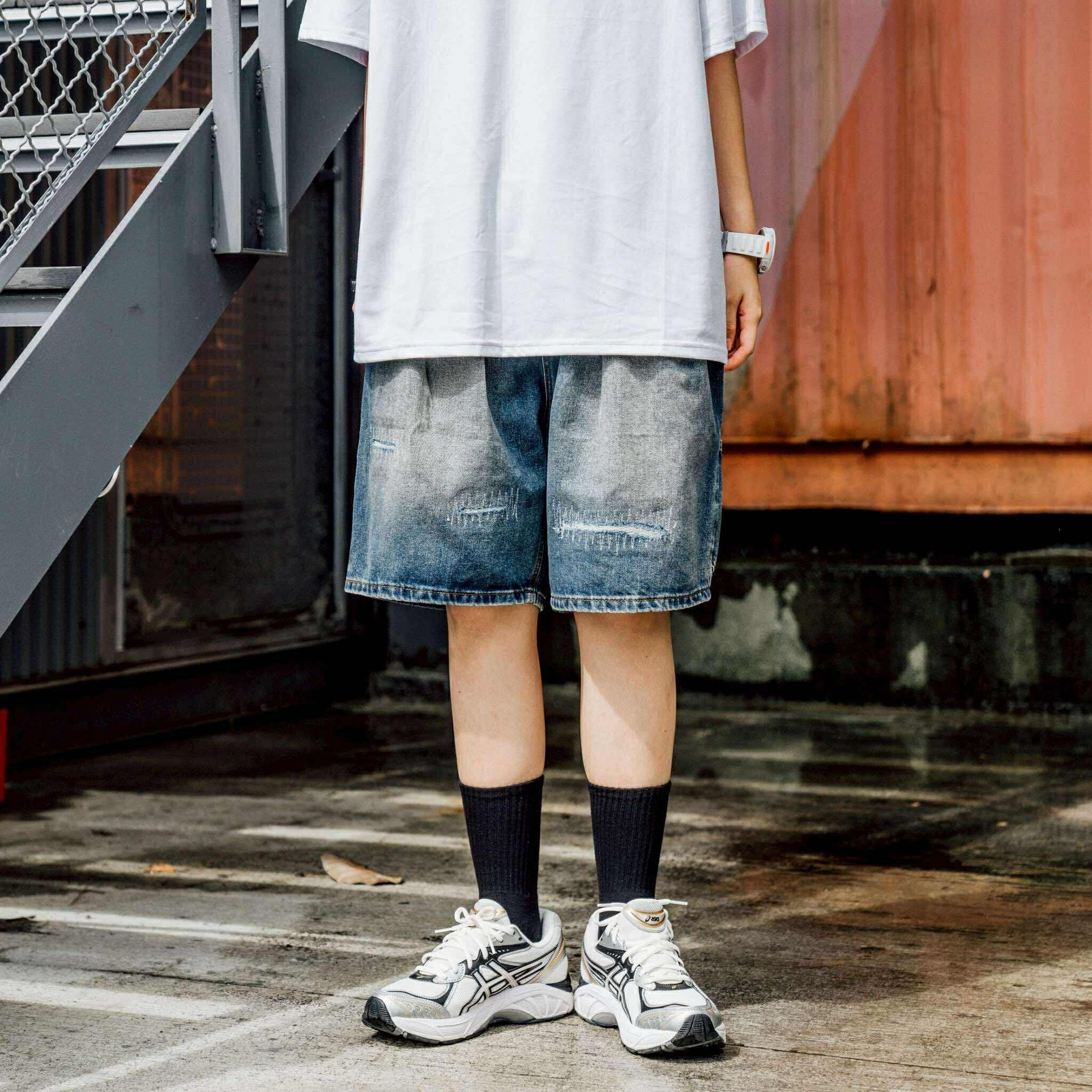 SBG 寬鬆 補釘 畫家 牛仔短褲 短褲 SB808