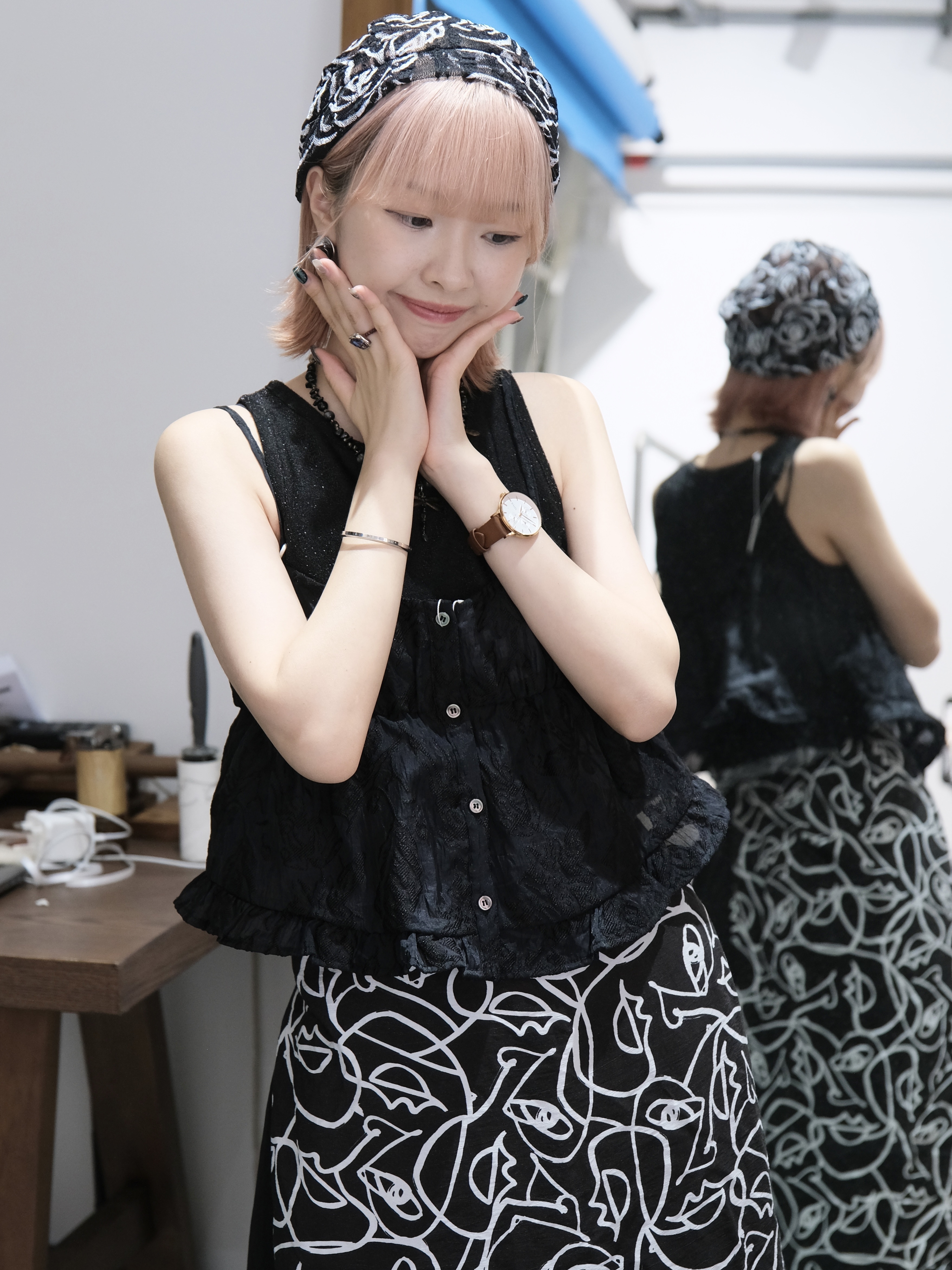 修身刺繡吊帶背心