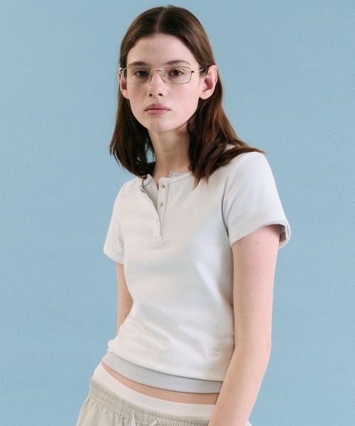 ROLAROLA NUBASIC HENLEY NECK T-SHIRT