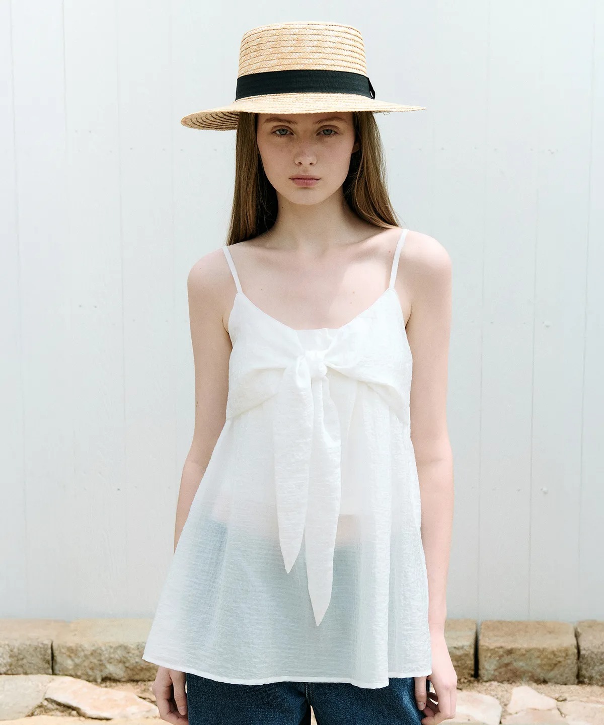 ROLAROLA SHIRRING RIBBON SLEEVELESS