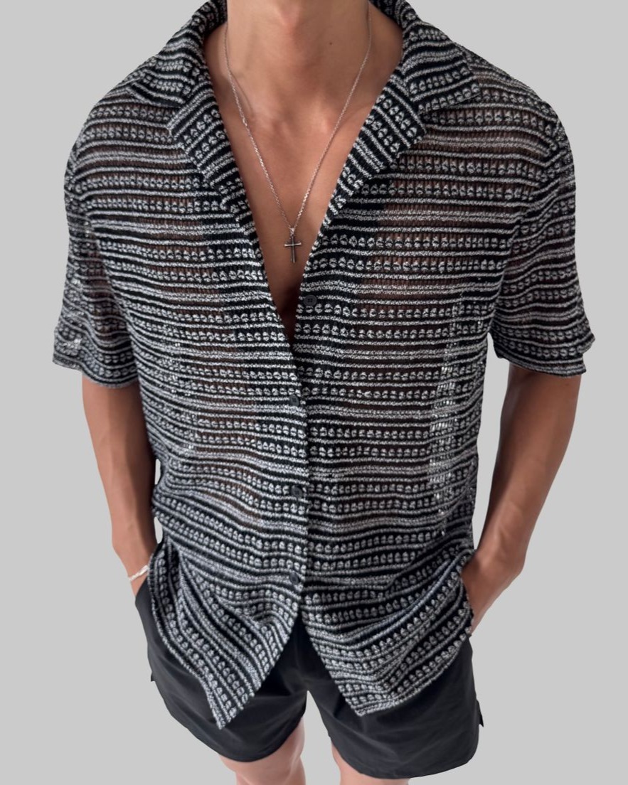 圈圈紗提花短袖襯衫